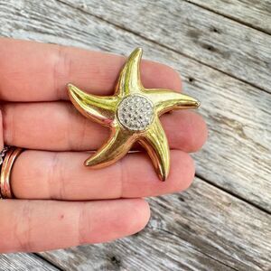 Vintage Jewelry Gold and Silver Tone starfish brooch pin